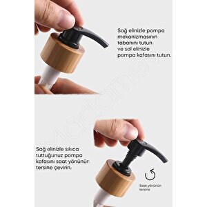 2’li Hands Dishes Soft Beyaz Dekoratif Mutfak Banyo Sıvı Cam Sabunluk Seti 500ml Bambu Stantlı Set