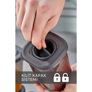 8 Li Etiketli Standlı Kilitli Kaşıklı Kendinden Yapışkanlı Kare Baharatlık Takımı 400 Ml-füme