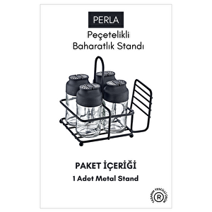 Perla Peçetelikli Baharatlık Düzenleyici Metal Stand- Baharatlıklar Dahil Değildir