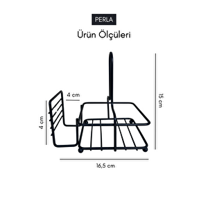 Perla Peçetelikli Baharatlık Düzenleyici Metal Stand- Baharatlıklar Dahil Değildir