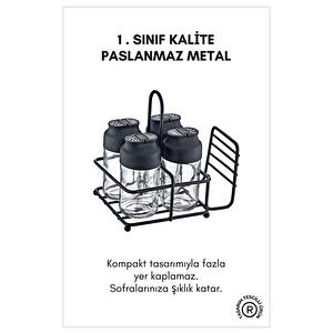 Perla Peçetelikli Baharatlık Düzenleyici Metal Stand- Baharatlıklar Dahil Değildir