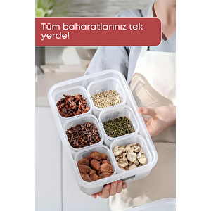 7 Parça Sızdırmaz Hava Almaz Baharatlık Saklama Kabı 3,5 Lt- Baharat Takımı-etiket Hediyeli