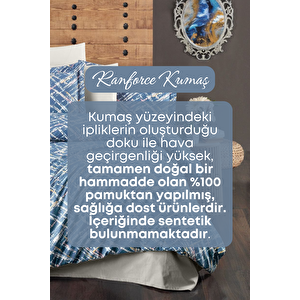 Çift Kişilik Geometrik Desenli Nevresim Takımı %100 Pamuklu- Nevresim- Çarşaf-2 Adet Yastık Kılıfı