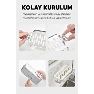 2li Yapışkanlı Dolap İçi Düzenleyici Mutfak Banyo Lavabo Askılı Organizer Bulaşıklık Sabunluk Seti