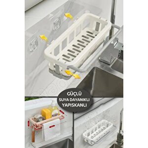 3lü Yapışkanlı Dolap İçi Düzenleyici Mutfak Banyo Lavabo Hazneli Organizer Bulaşıklık Sabunluk Seti