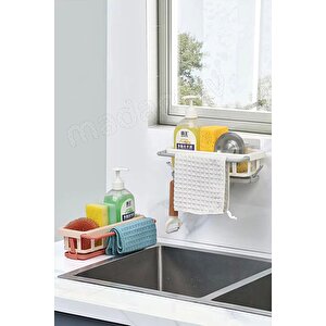 3lü Yapışkanlı Dolap İçi Düzenleyici Mutfak Banyo Lavabo Hazneli Organizer Bulaşıklık Sabunluk Seti