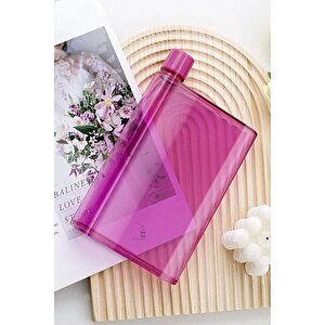 Bottle Motivasyon A5 Su Matarası Şeffaf Pruple Notebook Taşınabilir Sporcu Suluk Su Şişesi 350ml