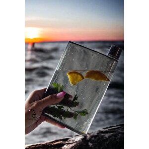 A5 Black Soft Bottle Motivasyon Su Matarası Notebook Taşınabilir Sporcu Suluk Su Şişesi 350ml