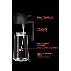 2 Adet Çift Fonksiyonlu Yağdanlık 450ml Zeytinyağı Sıvıyağ Cam Şişe Sprey Airfryer Yağlık Sirkelik