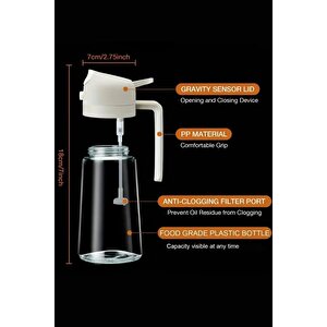 2 Adet Çift Fonksiyonlu Sprey Cam Yağdanlık 450ml Zeytinyağı Sıvıyağ Şişe Etiketli Airfryer Yağlık