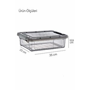 6 Adet Kilitli Saklama Kutusu Dolap İçi Düzenleyici Organizer Saklama Kabı 6 Lt Gri