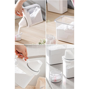3 Lü Sızdırmaz Depolama Erzak Bakliyat Saklama Kabı Çay Kahve Saklama Kutusu-1100 Ml