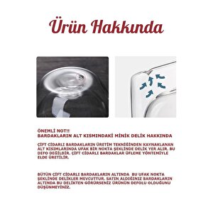 2li Çift Cidarlı Bardak 250 Ml Ev Ofis Çay Fincanı Kahve Sunum Bardağı Dayanıklı Kupa Cam Bardak