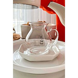 6'lı Pleasure Borosilikat Cam Bardak Set Isıya Dayanıklı Keyfi Ala Kulplu Çay Fincanı Bardağı