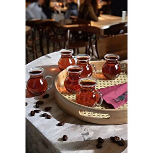 6'lı Pleasure Borosilikat Cam Bardak Set Isıya Dayanıklı Keyfi Ala Kulplu Çay Fincanı Bardağı