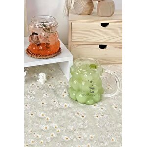 2li Boncuklu Pipetli Cam Bardak Üzüm Tanesi 350 Ml. Kulplu Kulpsuz Meşrubat Su Kahve Sunum Bardağı