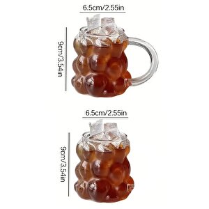 2li Boncuklu Pipetli Cam Bardak Üzüm Tanesi 350 Ml. Kulplu Kulpsuz Meşrubat Su Kahve Sunum Bardağı
