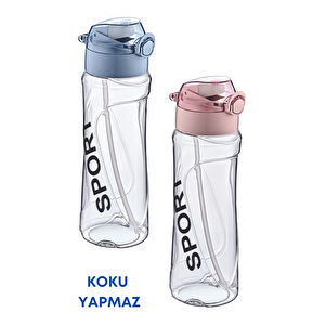 Polikarbon Pipetli Sızdırmaz Sporcu Okul Su Matarası Su Şişesi Suluk 700 Ml-koku Yapmaz