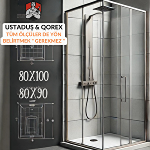 Qorex Ustaduş - Qorex Marka - 6 Mm Şeffaf Temper Cam Duşakabin H:190 Özel Seri Krom Aksesuar. Qorex Ki̇reç Ve Leke Önleyi̇ci̇ Dahi̇l
