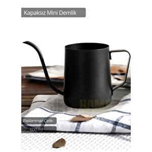 Kapaksız Cezve Paslanmaz Kahve Demliği İndüksiyon Uyumlu Çelik Cezve 600 Ml