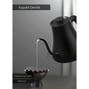 Kapaklı Demlik Paslanmaz Kahve Demliği İndüksiyon Uyumlu Çelik Küçük Boy Demlik 800 Ml