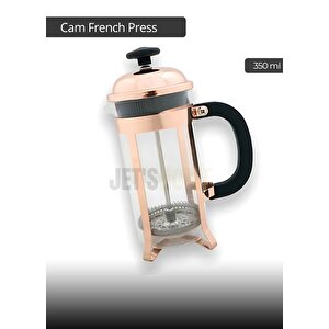 Cam French Press Kahve Demleme Paslanmaz İç Yapı Krem 350 Ml