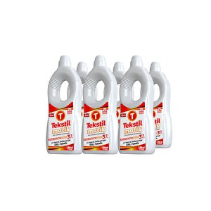Ev Tekstili 3'ü 1 Arada %100 Yerli Sıvı Çamaşır Deterjanı 6 Adet X 1200 Ml