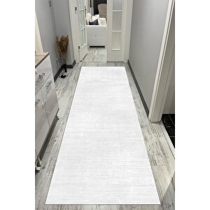 Makinede Yıkanabilir Leke Tutmaz  beyaz Pvc Deri Kaymaz Taban Modern Salon Saçaksız Halı A28-1 160x230 cm