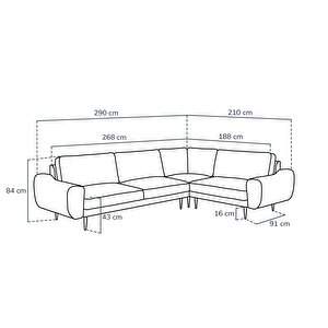 Klem 210 X 290 Köşe Ahşap Ayak - Kadife
