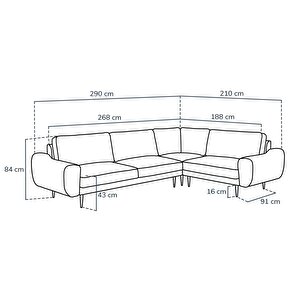 Klem 210 X 290 Köşe Ahşap Ayak - Kadife