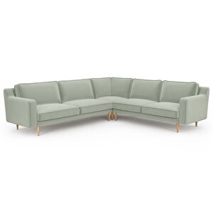 Klem Slim 283 X 257 Köşe Ahşap Ayak - Kadife Çağla Yeşili