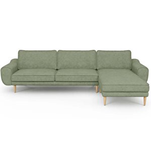 Klem 306 X 171 Köşe Ahşap Ayak - Fitilli Kadife Sisli Yeşil