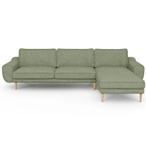 Klem 306 X 171 Köşe Ahşap Ayak - Fitilli Kadife Sisli Yeşil