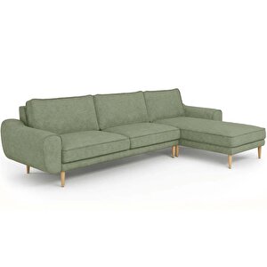 Klem 306 X 171 Köşe Ahşap Ayak - Fitilli Kadife Sisli Yeşil
