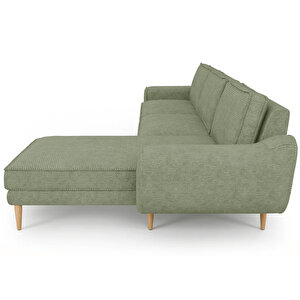 Klem 306 X 171 Köşe Ahşap Ayak - Fitilli Kadife Sisli Yeşil