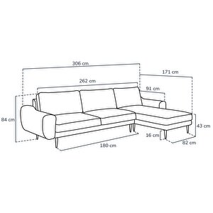 Klem 306 X 171 Köşe Ahşap Ayak - Fitilli Kadife