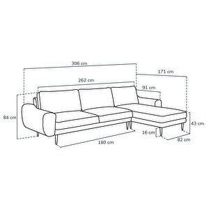 Klem 306 X 171 Köşe Ahşap Ayak - Kadife