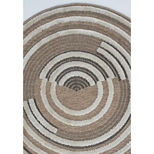 Safari 674 Siyah Yuvarlak Dekoratif Etnik Halı Natural Mutfak Halısı Rüstik Retro Halı 200x200 cm