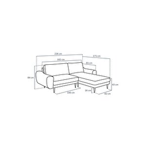 Klem 226 X 171 Köşe Ahşap Ayak - Kadife Çağla Yeşili