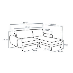 Klem 226 X 171 Köşe Ahşap Ayak - Kadife Çağla Yeşili