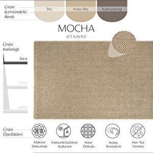 Cool Halı Mocha 671 Kahve Halı Kilim Mutfak Koridor Yolluk Jüt Hasır Görünüm Dokuma Makine Halı