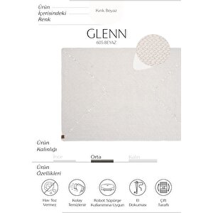 Glenn 605 Beyaz Banyo Halısı Antre Hol Halısı Hasır Dokulu Banyo Paspası Mutfak Halısı 100x150 cm