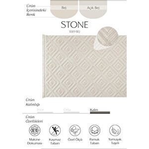 Stone 1089 Bej Kaymaz Taban Koridor Halısı Kesme Yolluk Mutfak Halısı Modern Salon Halısı 120x180 cm