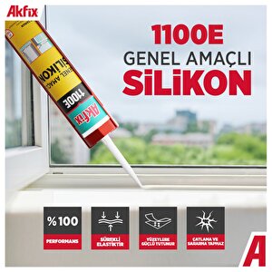 Genel Amaçlı Silikon Yapıştırma Sızıntı Önleyici Dolgu Silikonu 280 Gr 1 Adet Akfix 1100e Şeffaf