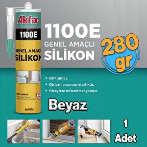 Beyaz Genel Amaçlı Silikon Yapıştırma Sızıntı Önleyici Dolgu Silikonu Akfix 1100e 280 Gr 1 Adet