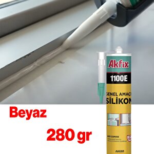 Beyaz Genel Amaçlı Silikon Yapıştırma Sızıntı Önleyici Dolgu Silikonu Akfix 1100e 280 Gr 1 Adet