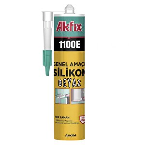 Beyaz Genel Amaçlı Silikon Yapıştırma Sızıntı Önleyici Dolgu Silikonu Akfix 1100e 280 Gr 1 Adet