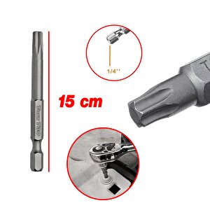 Bits Uç Mıknatıslı Torx T30 150 Mm 10'lu Set Kutulu Manyetik 1/4" Matkap Ucu Tork 15 Cm Uzunluk