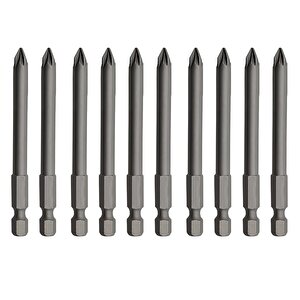 Mıknatıslı Pozidriv Bits Uç Pz2 100 Mm 10'lu Set Kutulu Manyetik 1/4" Matkap Ucu Vidalama 10 Cm