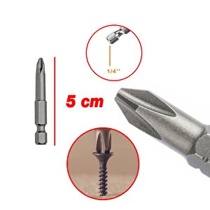 Mıknatıslı Yıldız Ph2 Bits Uç 50 Mm 10'lu Set Kutulu Manyetik 1/4" Matkap Ucu Vidalama 5 Cm Uzunluk